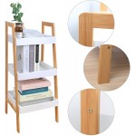 FUNME 3 Tier Ladder Shelf Bamboo Bookshelf Ladder Wood Shelving Unit Bathroom Shelf Freestanding for Home Kitchen