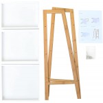 FUNME 3 Tier Ladder Shelf Bamboo Bookshelf Ladder Wood Shelving Unit Bathroom Shelf Freestanding for Home Kitchen