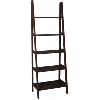 GBNIJ Ladder Shelf 5-Tier Multifunctional Modern Wood Plant Flower Book Display Shelf Home Office Storage Rack Leaning Ladder Wall Shelf Brown Color,Smooth Sturdy and Beautiful