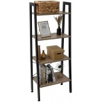 JIAD Ladder Shelf 4-Tier Bookshelf Storage Rack Shelves Bathroom Living Room Industrial Accent Furniture Steel Frame Greige and Black