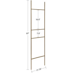 Kate and Laurel Poggi Metal Leaner Ladder Valet 17.75" x 67" Gold Glam Sophisticated Wall Decor Accent