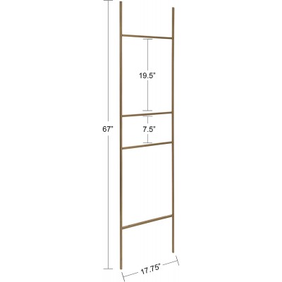 Kate and Laurel Poggi Metal Leaner Ladder Valet 17.75" x 67" Gold Glam Sophisticated Wall Decor Accent