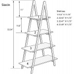 Ladder Shelf Bookcase Bamboo Ladder Shelving Unit Plant Stand Wood Oxford “A” Frame Ladder Display Bookshelf 4 Tiers