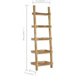 Retro Style Ladder Shelf 5-Tier Multifunctional Wooden Plant Flower Book Display Shelf Storage Rack Leaning Ladder Wall Shelf for Home Office 29.5" x 14.6" x 80.7"