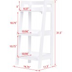 UTEX 3-Tier Ladder Shelf Bathroom Shelf Freestanding 3-Shelf Spacesaver Open Wood Shelving Unit Ladder Shelf White