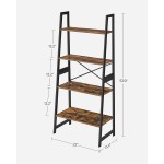 VASAGLE Ladder Shelf Bookshelf 4-Tier Standing Shelf for Living Room Bedroom Kitchen Bamboo Frame Easy Assembly Industrial Style Rustic Brown and Black UBCB020B01V1