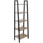 Yuventoo 5 Tiers Industrial Ladder Shelf,Bookshelf Storage Rack Shelf for Office Bathroom Living Room，Gray Color