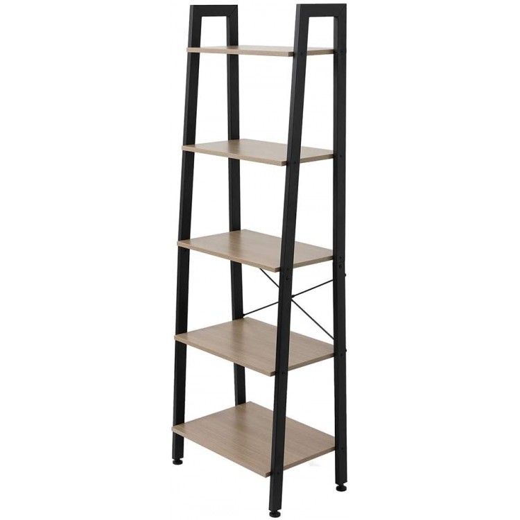 Yuventoo 5 Tiers Industrial Ladder Shelf,Bookshelf Storage Rack Shelf for Office Bathroom Living Room，Gray Color