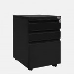3 Drawer Mobile File Storage Cabinet with Lock and Casters Rolling Vertical Metal Cabinet for Closet Home Office Filing Cabinet Under Desk Shelf for Blankets Books Files Magazines Black