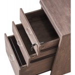 Benjara Wooden File Cabinet with Casters and 3 Drawers Brown