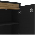 Boahaus Fingal Modern Office Storage Cabinet Black Brown 02 Doors with Lock 02 Interior Shelves