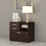 Bush Business Furniture Studio C Office Storage Cabinet with Drawers and Shelves Black Walnut
