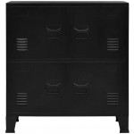 Caeciliatima Industrial Style Cabinet Shelf 2 Tier Shelves Storage Black Finish Steel Close 4 Doors Vents Home Office