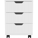 FM FURNITURE Lyon Mobile Three Drawer Filing Cabinet with All Metal Hardware Roller Blade Glide and Three Drawers White Color. for Office