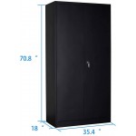 GREATMEET Metal Storage Cabinet,70.8" H Locking Cabinet with 4 Adjustable Shelves and Doors for Home Office 120lbs Capacity per Shelf 70.8" H x 36" W x 18" D Black