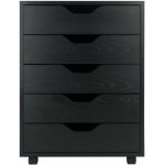 Hallway Entryway Closet Storage Stand 5-Drawer Wood Filing Cabinet Mobile Storage Cabinet for Closet Office Black