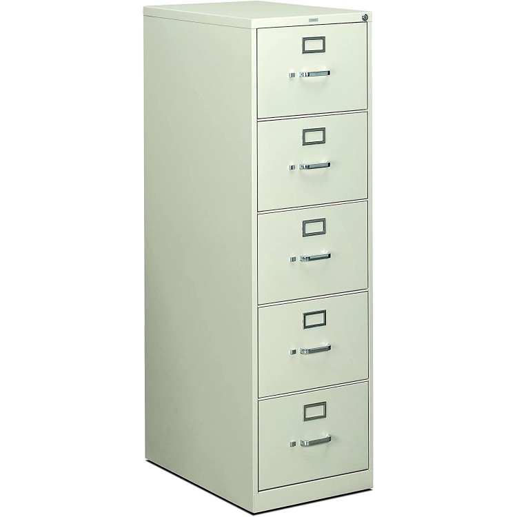 HON 5 Drawer Filing Cabinet 310 Series Full-Suspension Legal File Cabinet 26-1 2-Inch Drawers Light Gray H315C
