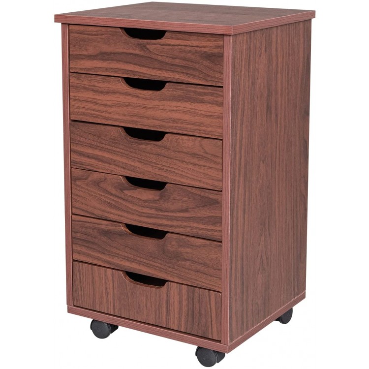 JIAD 6 Drawers Office Storage Cabinet with Casters Under Desk Cabinet Storage Desk Drawers Home Furniture Drawer Cabinet Organizer Night Stand Table?Dark Walnut Colour