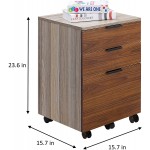 JJS 3 Drawer Rolling Wood File Cabinet with Locking Wheels Home Office Portable Vertical Mobile Wooden Storage Filing Cabinet for A4 or Letter Size Brown
