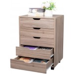Modern Minimalist Wooden Filing Cabinet Five-Drawing MDF Stick PVC Gray Oak Color Wooden Filing Cabinet