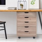 Modern Minimalist Wooden Filing Cabinet Five-Drawing MDF Stick PVC Gray Oak Color Wooden Filing Cabinet
