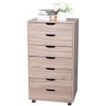 Seven-Drawing Wooden Filing Cabinet Grey Oak Color Sliding Drawers for Easily accessible Storage in Your Home Office,Kitchen or Craft Room