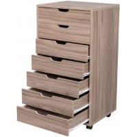 Seven-Drawing Wooden Filing Cabinet Grey Oak Color Sliding Drawers for Easily accessible Storage in Your Home Office,Kitchen or Craft Room