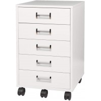 TOPSKY 5 Drawer Mobile Cabinet Fully Assembled Except Casters Built-in Handle White