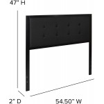 BizChair Full Size Upholstered Metal Panel Headboard in Tufted Black Fabric
