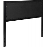 BizChair Full Size Upholstered Metal Panel Headboard in Tufted Black Fabric