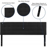 BizChair Quilted Tufted Upholstered King Size Headboard in Black Fabric