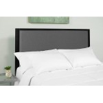 EMMA + OLIVER King Size Metal Headboard Dk Gray Fabric Upholstery Fits Standard Bed Frames