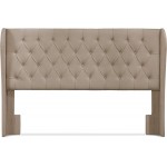 Lillian August Modern Wingback Upholstered Headboard with Diamond-Tufting Soft Fabric Bedroom Accent Furniture Eastern King Beige