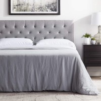 LUCID Mid-Rise Upholstered Headboard-Adjustable Height from 34” to 46” King Cal King Stone