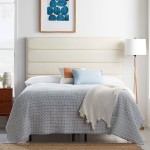 LUCID Modern Upholstered Horizontal Tufted Headboard Queen Pearl
