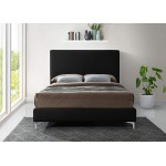 Meridian Furniture Geri Collection Modern | Contemporary Velvet Upholstered Bed with Piping on Headboard and Foorboard in Gold or Chrome Finish King Black