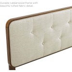 Modway Collins Tufted Fabric and Wood Queen Headboard in Walnut Beige
