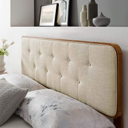Modway Collins Tufted Fabric and Wood Queen Headboard in Walnut Beige