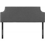 Modway Laura Linen Fabric Upholstered Full Size Headboard with Nailhead Trim in Gray