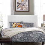 Modway Paisley Upholstered Tufted Faux Leather King and California King Headboard Size in White