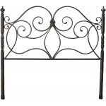 Queen Iron Headboard and Footboard with Scroll Details Dark Bronze