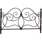 Queen Iron Headboard and Footboard with Scroll Details Dark Bronze