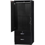 Better Home Products Grace Wood 2-Door Wardrobe Armoire with 2-Drawers in Black