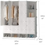 Combination Armoire Plastic Portable Wardrobe Closet for Bedroom Clothes Armoire Dresser Multi-Use Cube Storage Organizer with White Doors Portable Wardrobe Color : A