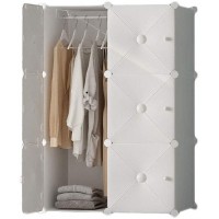 Combination Armoire Plastic Portable Wardrobe Closet for Bedroom Clothes Armoire Dresser Multi-Use Cube Storage Organizer with White Doors Portable Wardrobe Color : D