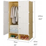 Combination Armoire Portable Wardrobe Closet for Bedroom Clothes Armoire Dresser Multi-Use Cube Storage Organizer White 3 Cubes &1 Hanging Sections Portable Wardrobe Color : White Size : D