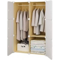 Combination Armoire Portable Wardrobe Closet for Bedroom Clothes Armoire Dresser Multi-Use Cube Storage Organizer White 3 Cubes &1 Hanging Sections Portable Wardrobe Closet