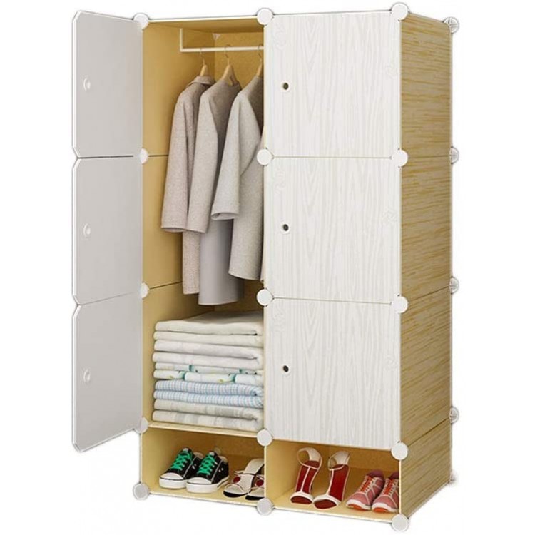 Combination Armoire Portable Wardrobe Closet for Bedroom Clothes Armoire Dresser Multi-Use Cube Storage Organizer White 3 Cubes &1 Hanging Sections Portable Wardrobe Color : White Size : D