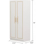 DiDuGo Armoire Wardrobe Closet Bedroom Armoire with Doors Shelves and Cabient Clothing Rod for Bedroom White 31.4”W x 18.8”D x 70”H