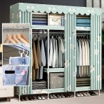 GQSJYM Storage Cabinet Wardrobe Clothes Organizer for Medium and Long Clothes Bedroom Armoires with Accessories Placed in The Compartment Color : B Size : 128X45X172cm